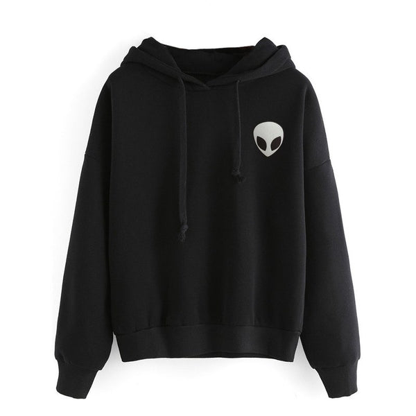 Womens Sweatshirts with Hooded Long Sleeve Autumn Winter Casual Alien Print Thin Women Hoodies